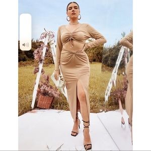 Ruched Tan Skirt Set